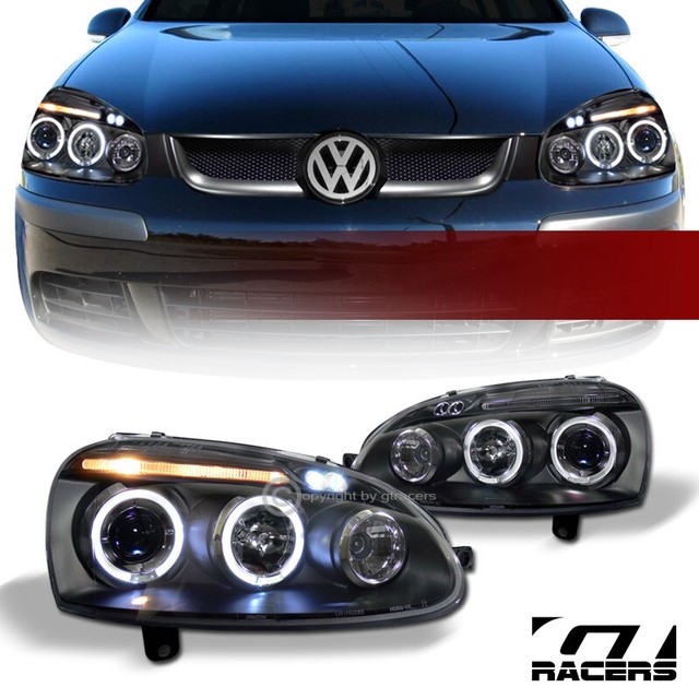For 20062009 Vw Golf Gti Jetta Mk5 Blk Led Halo Projector Headlights