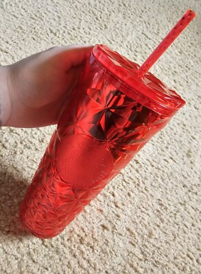 2023 Starbucks Winter Holiday Red Jeweled Tumbler 24oz, Coffee, Tea