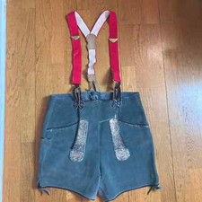 Vintage Lederhosen Leather Octoberfest German Men s size 33 small suspenders