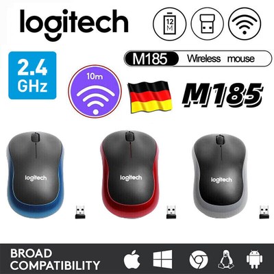 Logitec M185 Maus Wireless Schnurlos Mouse Kabellos Funk & USB Empfänger 1000DPI