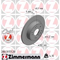 Zimmermann 2X Bremsscheibe Hinten Ø282 Mm FüR Honda Accord Viii CU 2.0I 2.4I CW