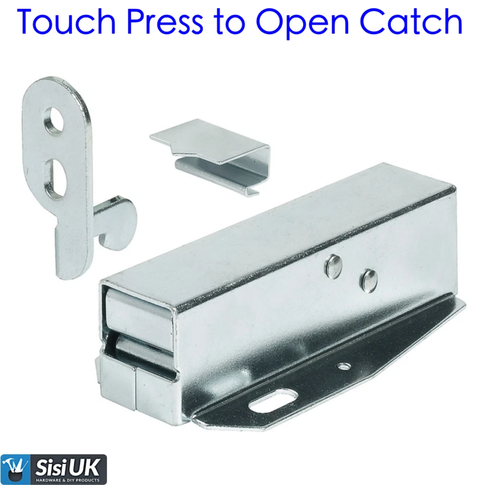Loft Door Touch Catch Latch Hatch Push Auto Sprung Attic Cupboard with Screws - Image 2 of 4