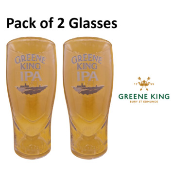 Green King Glass (2pc) Pint Greene King IPA Glass Greene King Glasses Greeneking