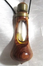 Vintage Unique Novelty Carved Wood Acorn ? Perfume Bottle Pendant