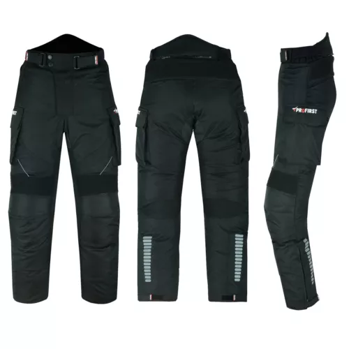 Mens Motorbike Trousers Waterproof Cordura Textile Motorcycle Riding Pants Black