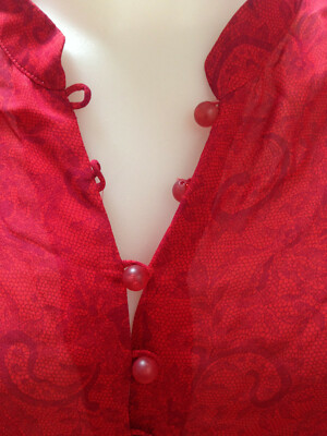 Chemisier Femme Betty Barclay Manches Courtes - Viscose Rouge Fleuri Taille 42, Très Bon état