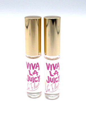 2 Lot Viva La Juicy La Fleur Juicy Couture Perfume Edt  .30 oz Spray New 