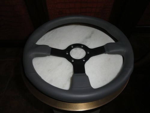 volante barco marino en vinilo gris con radios anodizados negros sin buje adaptable - Imagen 3 de 9