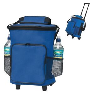 Rolling Cooler 18 Can Soft-Sided with Wheels in Blue with Telescoping Handle