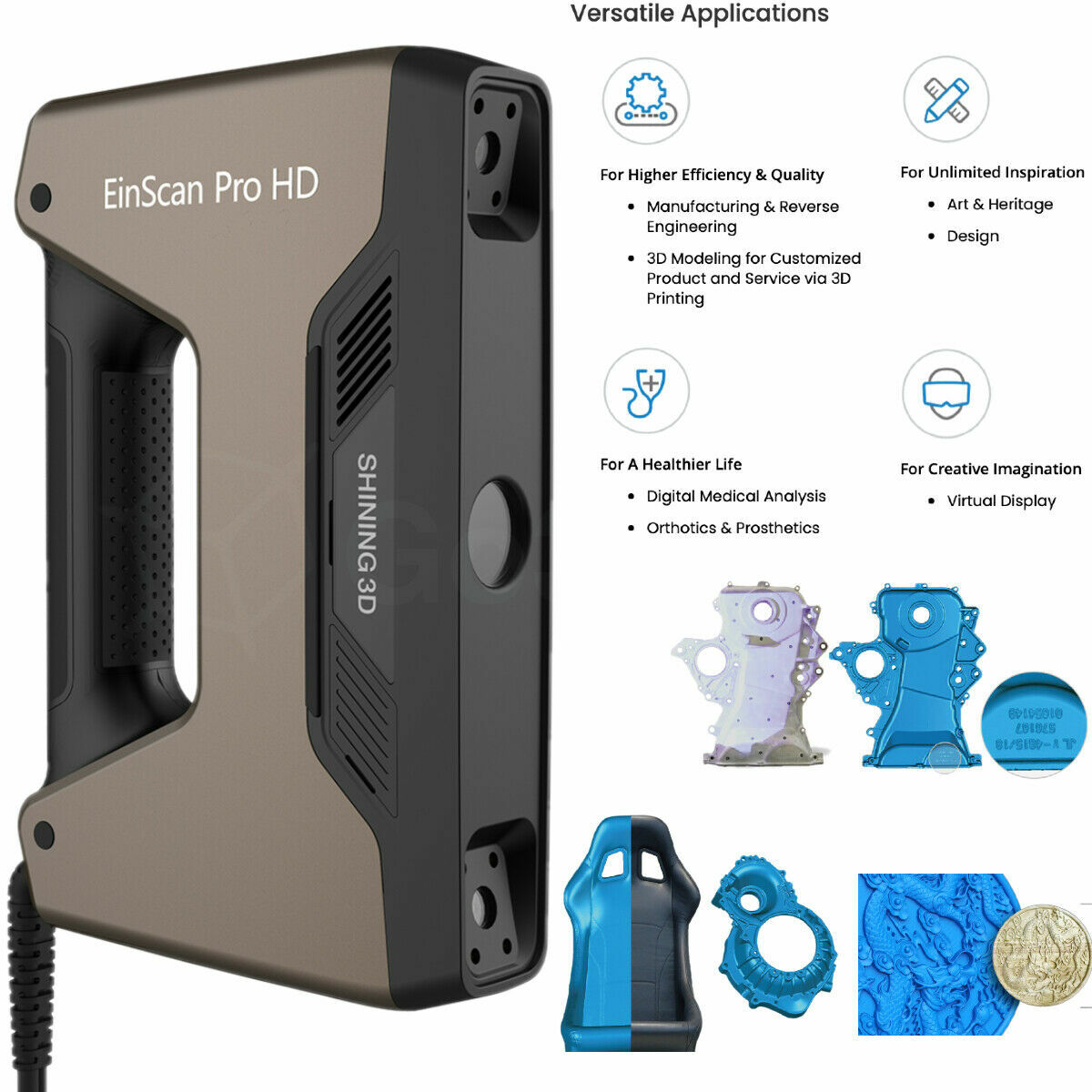 EinScan Pro HD 3D Scanner w/ Industrial Pack, Color Pack & EX Scan