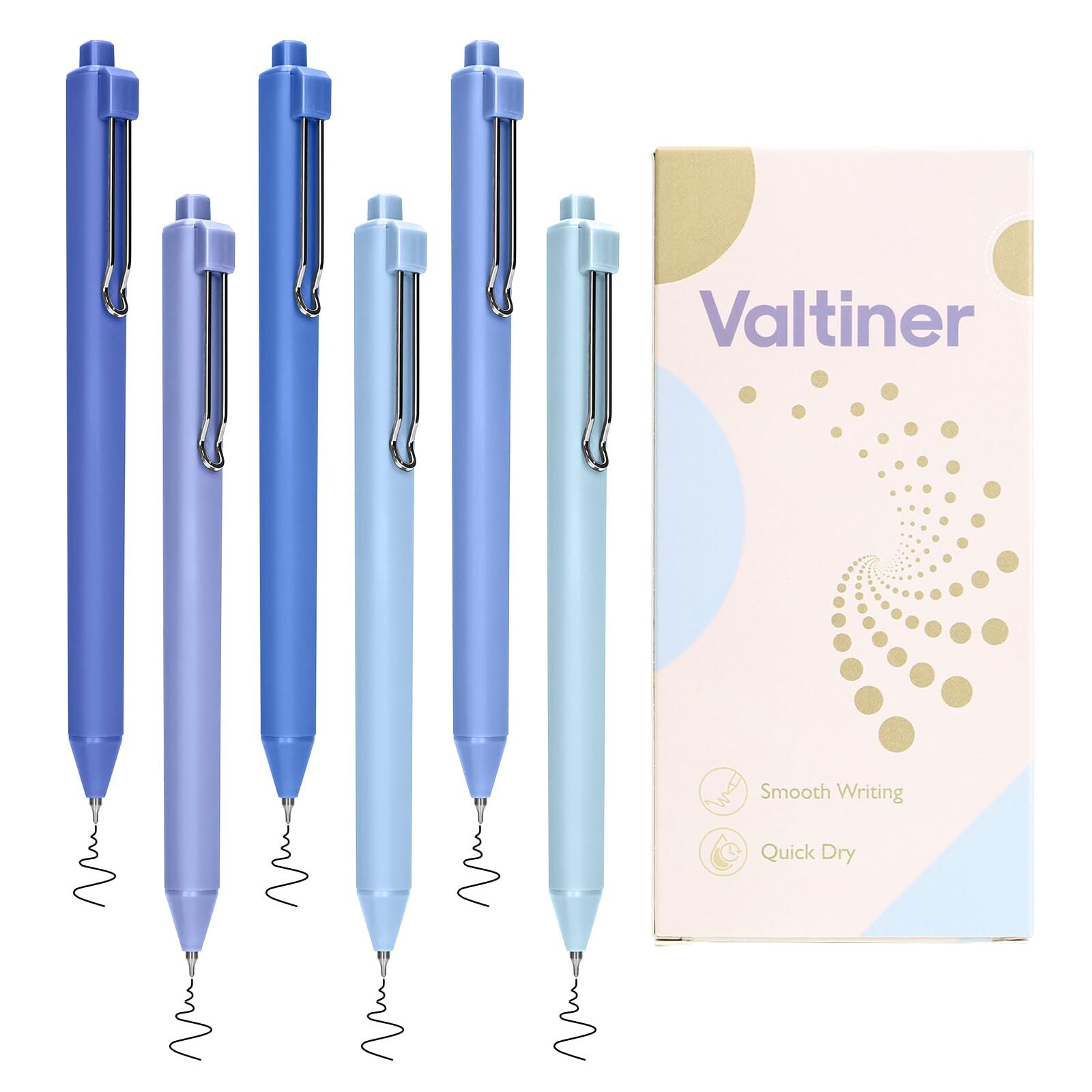 6Pcs Retractable Gel Black Ink Pens 0.5 mm Fine Point Aesthetic Gel Pen with ...
