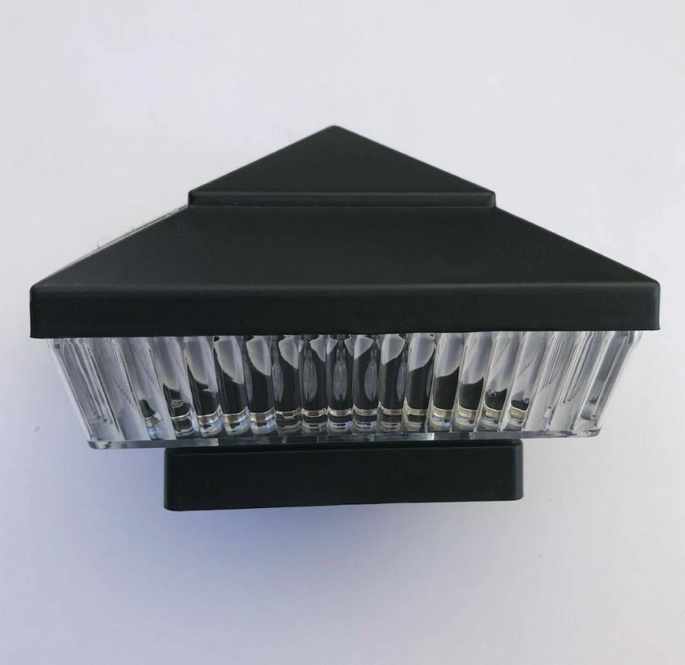 Solar Cuadrado Exterior 4" 5" 6" Negro 5 LED Patio Valla Poste Tapa Luz Negro 1 pieza Foto 3 de 4