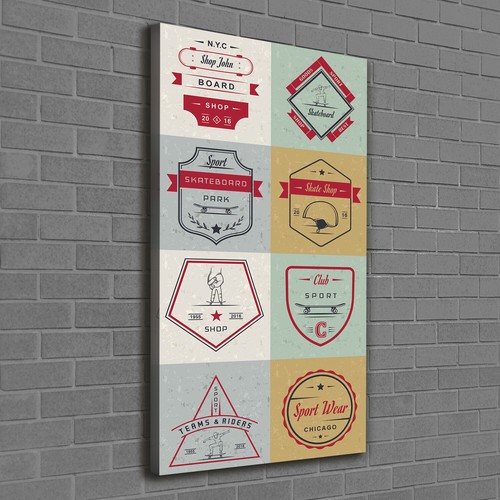 Tulup Canvas Print Wall Art 60x120 - Skateboard signs - Picture 1 of 6