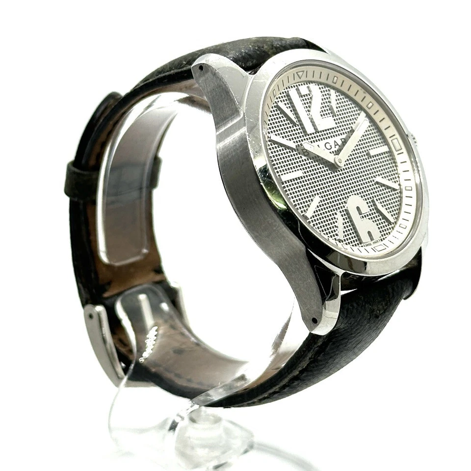 BVLGARI ST37S Solo tempo quartz Wristwatch SS / Leather belt Silver/Black belt - Image 3 of 4