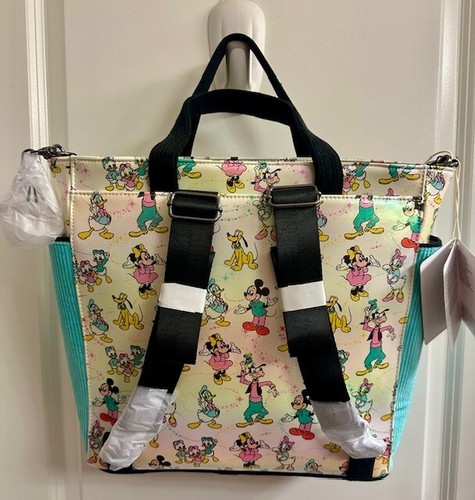 LOUNGEFLY DISNEY 100 MICKEY & FRIENDS GLOSSY CONVERTIBLE BACKPACK TOTE BAG NWT - Picture 2 of 2