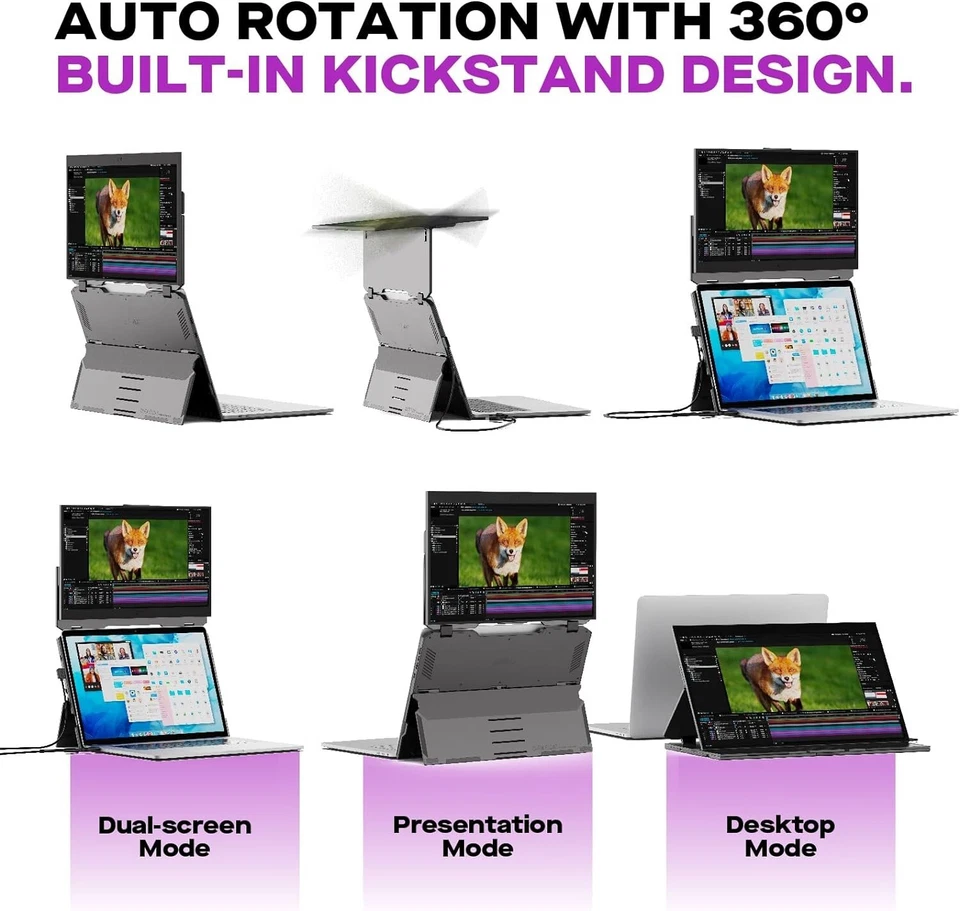 Duex Float Mobile Pixels 15.6 Stacked Portable Screens, Full HD IPS 1080P Touch - Image 3 of 4