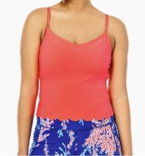 NWT 108 Lilly Pulitzer Cassis Scallop Bra Tank Spicy Coral Size M Medium