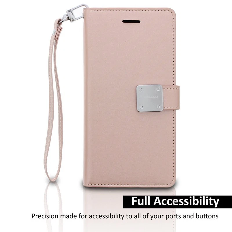 For Apple iPhone - Premium Leather Bi-Fold Flip Card Wallet Cover Case ROSE GOLD - Image 2 of 4