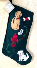 C & F  Creations 20" 3D TOP Dog FELT  Christmas Stocking Plush Textured Joy New