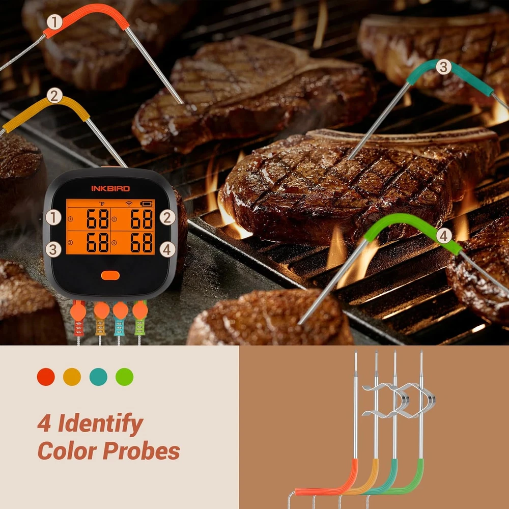 Wifi Meat Thermometer IBBQ-4T, Wireless Wifi BBQ Thermometer for Smoker, Oven |
