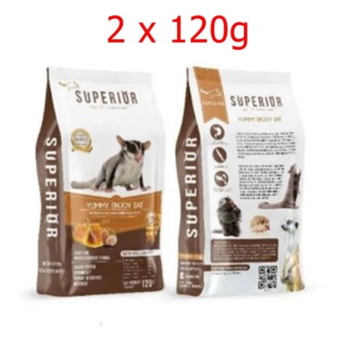 Pack of 2x120g Sugar Glider Food Superior Pellets Mixed Fruits Honey Dried Worms