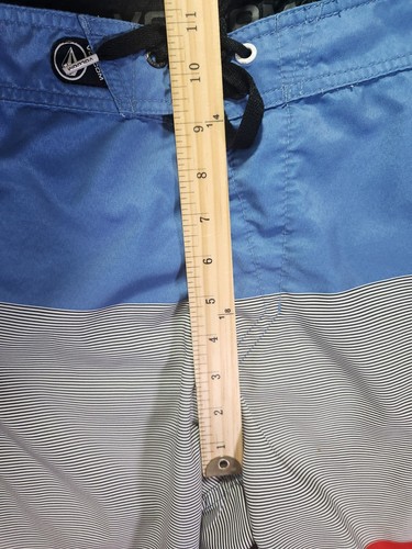 Volcom Mens Board Shorts Red Blue 34 Striped 38th Blakely Logo Beach Light Wight - Picture 10 of 11