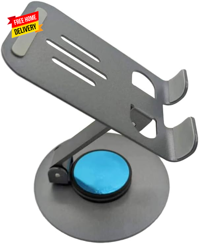 Metal Cell Phone Stand, Sturdy Foldable Desktop Phone Holder, round