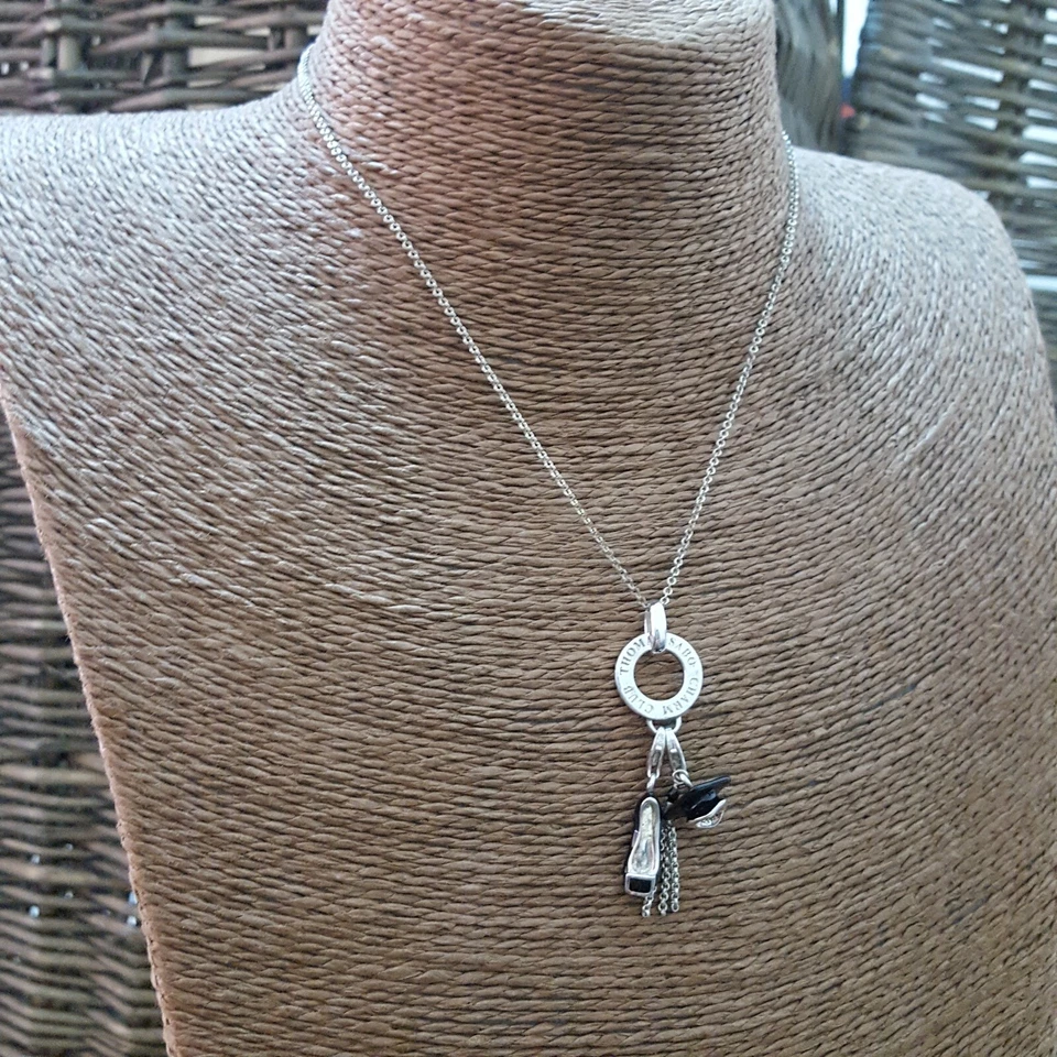 Collar Thomas Sabo Plata de Ley 925, Colgante Dijes Esmalte Negro, TS 925 Foto 4 de 4