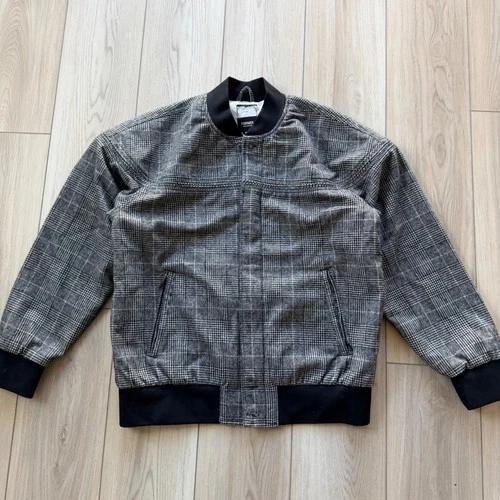 Former Jake Anderson Plaid Bomber Jacket Mens M Grey Wool Blend - product listing photo