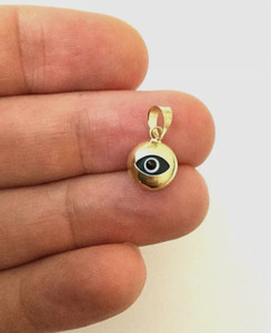 Authentic 14K Gold Plated BLUE EVIL EYE PENDANT 15mm X 10mm Pendant 925S EVIL EYE CHARM