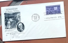 THOMAS EDISON INVENTOR MOTION PICTURES KINETOSCOPE  1944 ARTCRAFT CACHET FDC UNA