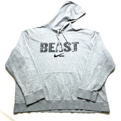 Y2K Nike Beast Football Hoodie Mens XL Gray Graphic Fleece Lined