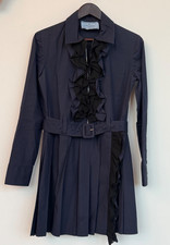 Prada Ruffle Belted Dress Navy Size 42IT