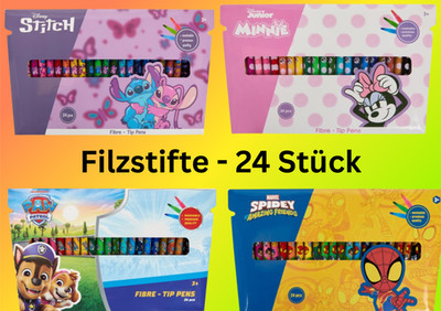 Filzstifte 24 Stück Premium Quality   auswaschbar   Disney & Paw Patrol-Spidey