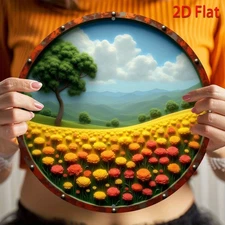 8" Floral Landscape Aluminum Art - Garden & Office Decor