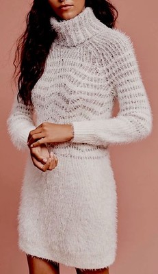 NWT Anthropologie Eyelash Sweater Dress by Sleeping on Snow Turtleneck sz XS / S