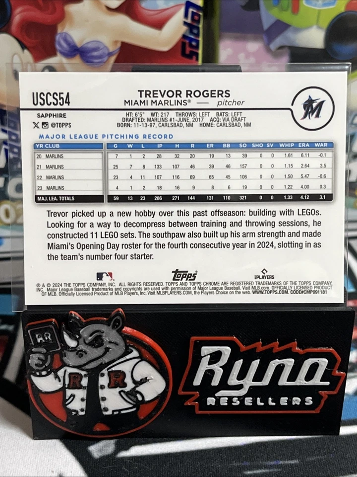 2024 Topps Chrome Update Series Sapphire Edition - Trevor Rogers #USCS54 - Image 2 of 2