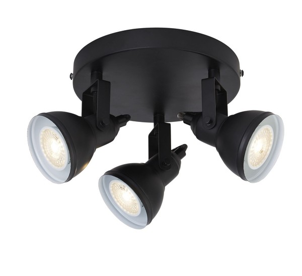 Deckenlampe Spot Flexibel Schwarz Ø30 Cm GU10 3-Flammig Strahler Leuchte BüRo-image