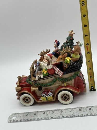 Fitz & Floyd Merry Christmas Music Box Santa Car w/Gifts Toys Reindeer Tree Dogs - Picture 8 of 10