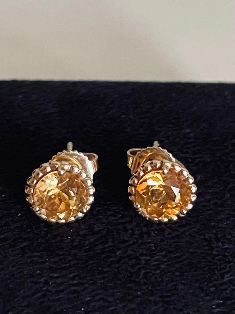 TIFFANY & CO. Ohrstecker Citrin November Geburtsstein 18K Gelbgold Auth