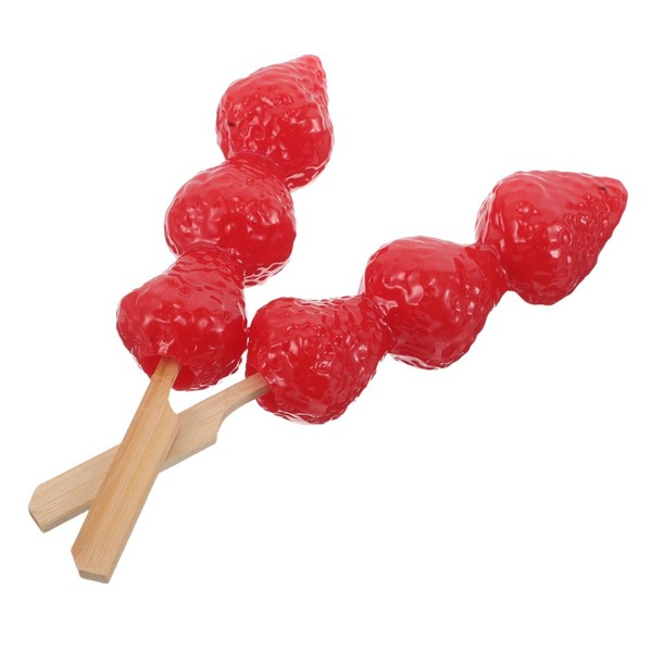 Frutas decorativas artificiales confitadas fresa simuladas 2 piezas