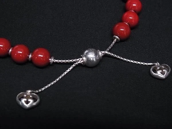 Pulsera GUCCI Corazón G Entrelazado 286673 en Rojo, Plata y Madera (Ag925) Foto 3 de 4