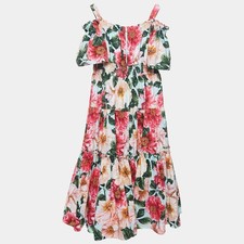 Dolce Gabbana BlueMulticolor Floral Printed Cotton Poplin Dress 1112 Yrs