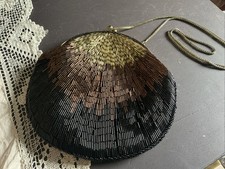 Vintage La Regale Beaded Handbag Kiss Lock Evening Bag Clutch Purse Ombr Black