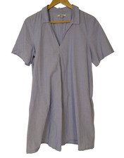 Madewell Dress Large Blue Cotton Shift Pullover Dress Short Sleeve Lightweight