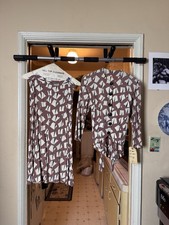 Geometric Print Brown Skirt and Blouse Set 1950