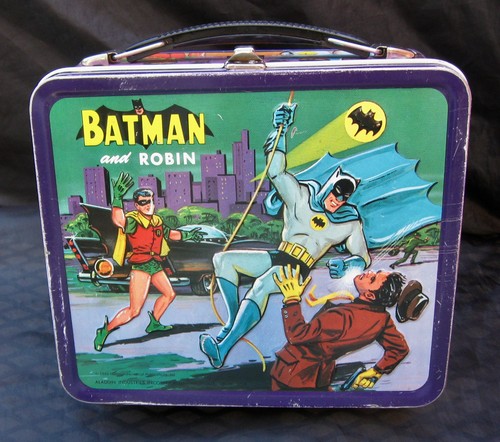 Vintage BATMAN Lunchbox - Robin Penguin Joker (1966) C-8 Awesome! - NO THERMOS