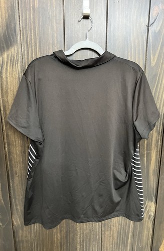 ZENERGY GOLF By Chicos Size XL (3)Women Short Sleeve Quarter Zip Black White Gem - Picture 6 of 7