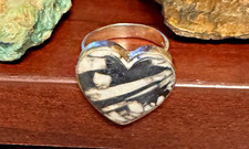 Heart White Turquoise Ring in Sterling Silver  genuine Size 7