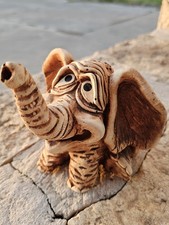 Vintage Wooden Elephant Figurine Hand Carved ...